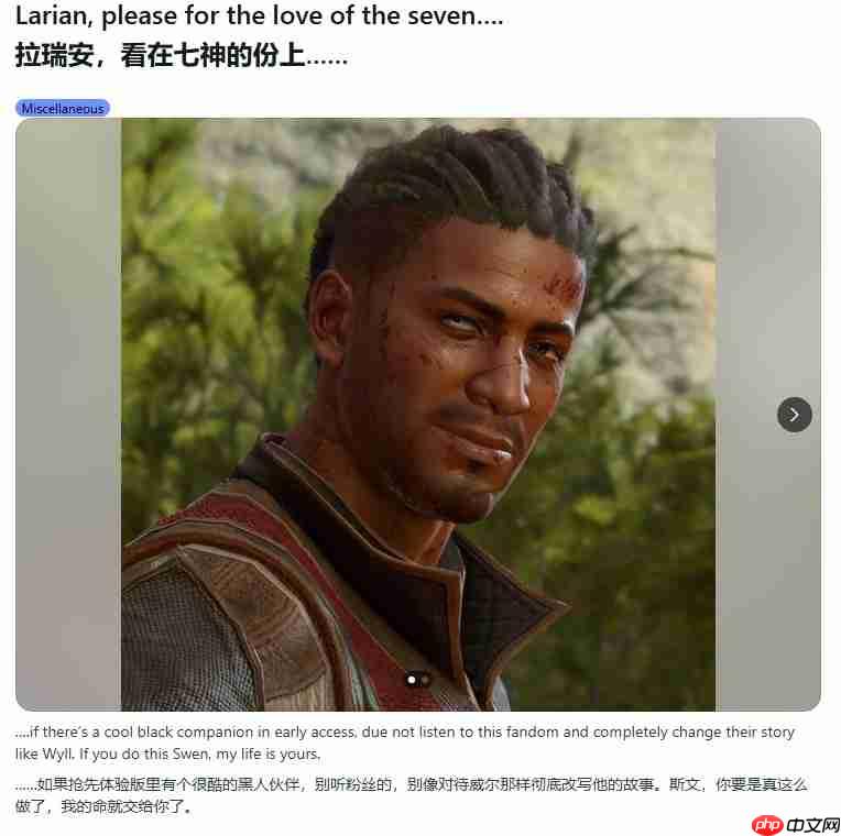 玩家请愿拉瑞安：《神界》新作别听社区反馈瞎改