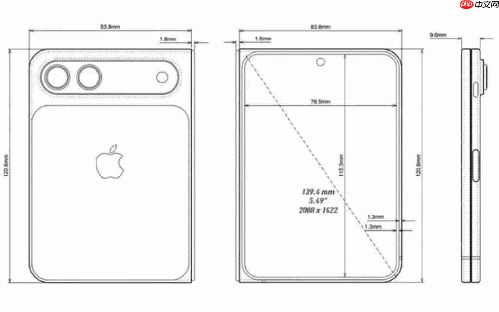 iPhone Fold CAD 渲染图网络曝光！罕有宽比例主屏、开屏手感似细码 iPad Mini、一理由开卖供货有限？