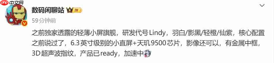 荣耀Magic8 Mini 曝光:6.31 英寸小屏设计,或首批搭载天玑9500