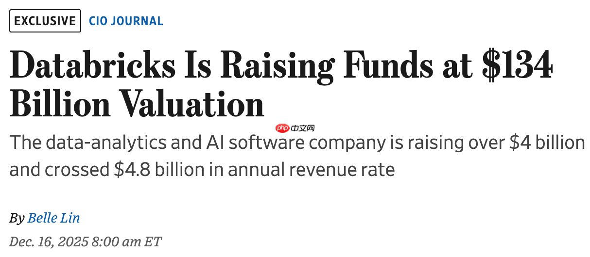 AI 数据平台 Databricks 启动 L 轮融资，估值达 1340 亿美元