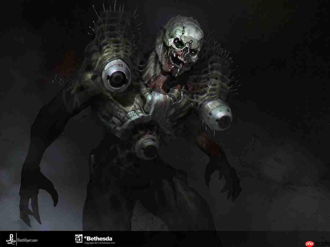 原版《毁灭战士4》美术概念图 活体兵器四足坦克等