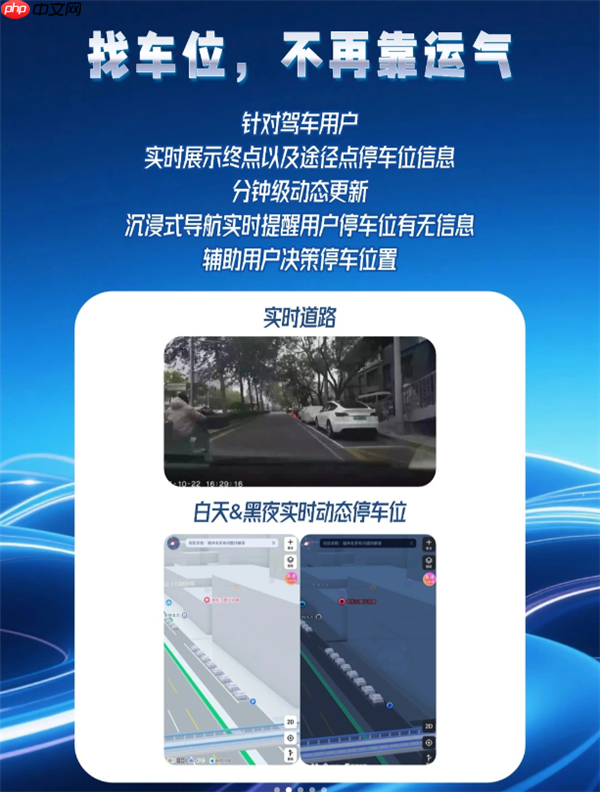 高德地图上线道路实时动态停车位显示:有没有车一眼看见,不用再碰运气