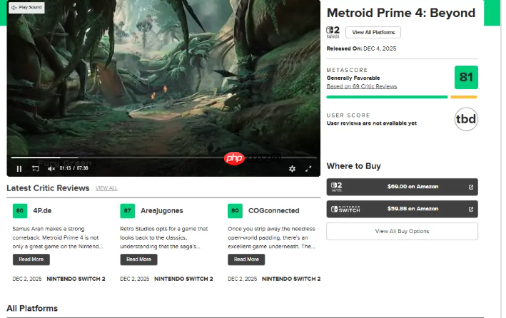 《密特罗德究极4》M站均分81系列的特色顶点之作