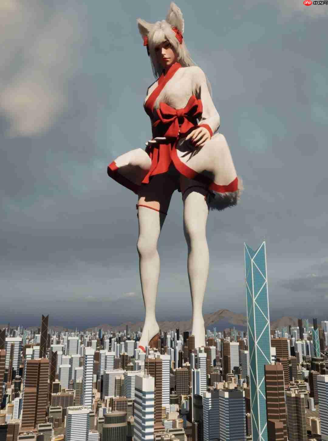 《女巨人游乐场》官方新截图:性感白丝狐妖践踏城市