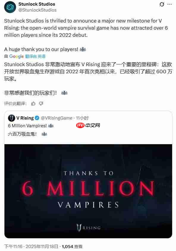 吸血鬼生存热度不减 《夜族崛起》销量突破600万