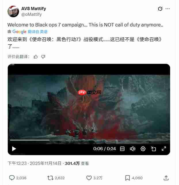 国外玩家质疑《黑色行动7》战役:这还是COD吗?