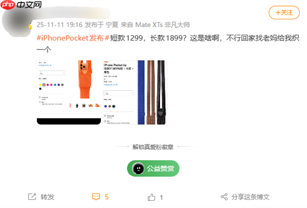 1299元被喷割韭菜!iPhone Pocket引热议 网友:以为苹果发布小折叠屏了