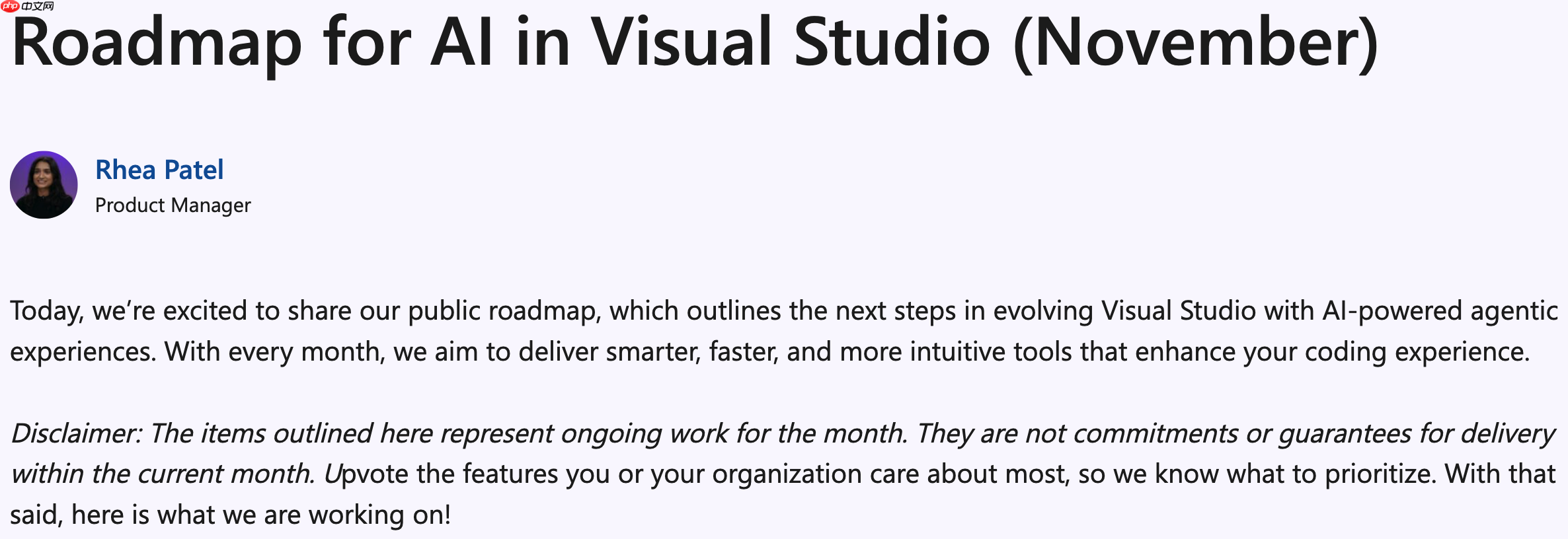 微软发布 Visual Studio 最新 AI 功能演进路线图