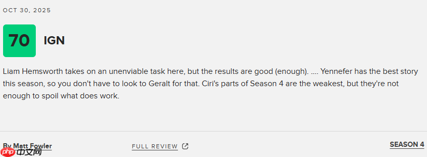 《猎魔人》第四季M站均分60分:剧集基调极度失衡!