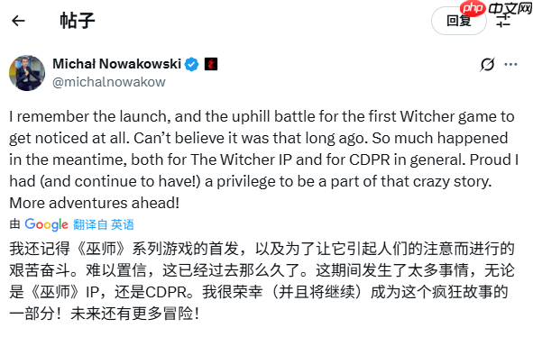 《巫师》初代发售满18周年 CDPR称未来还有更多冒险!