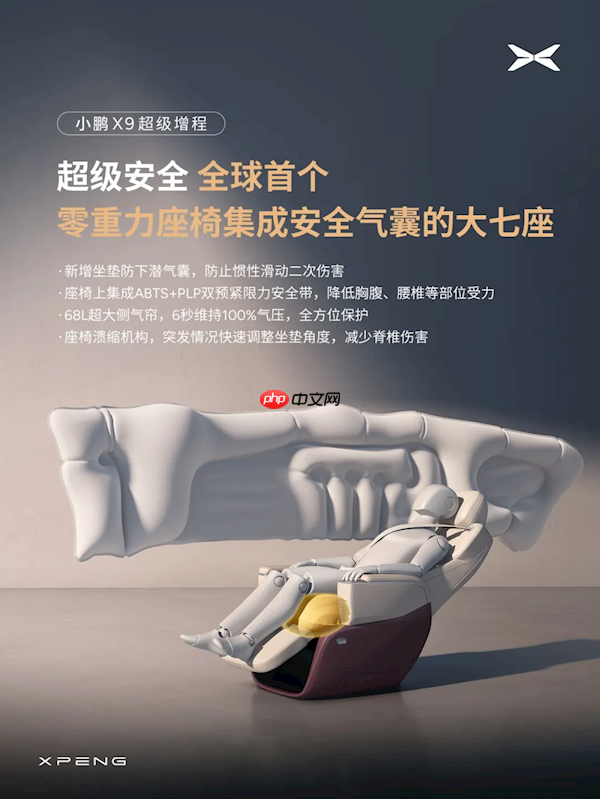 全球首个带安全气囊的零重力座椅！小鹏X9超级增程首搭