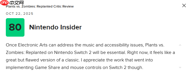 《植物大战僵尸：重植版》M站均分76分：必入手之作！