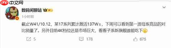 小米17系列激活量突破130万:市场供不应求