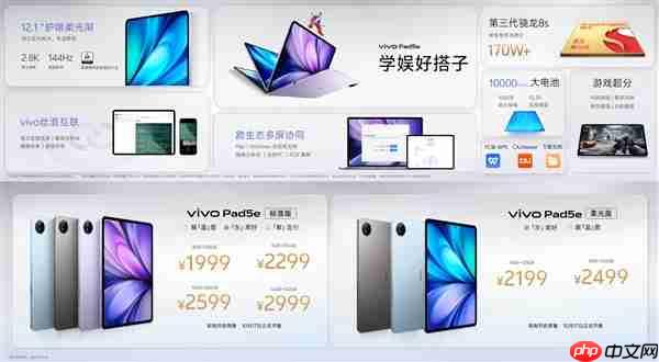 vivo Pad5e发布：骁龙8s Gen3加持 1999元起