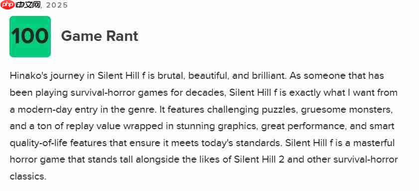 M站评分86！ 《寂静岭f》媒体评分解禁