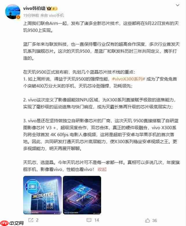 天玑9500正式官宣,联发科联合vivo深度定制