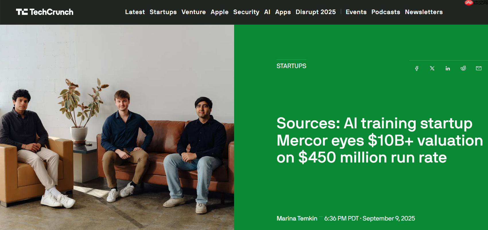 ai 训练初创公司 mercor 欲争取超 100 亿美元估值