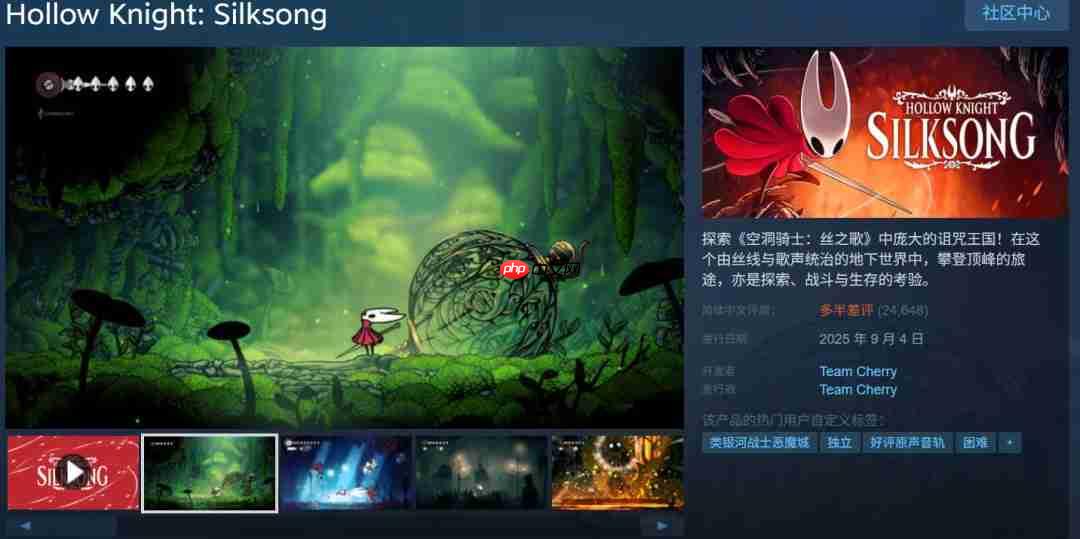 两刀见祖宗!《空洞骑士:丝之歌》Steam国区已多半差评