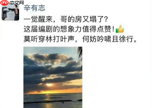 辛巴朋友圈辟谣“被带走调查”:一觉醒来房又塌了 这届编剧想象力值得点赞