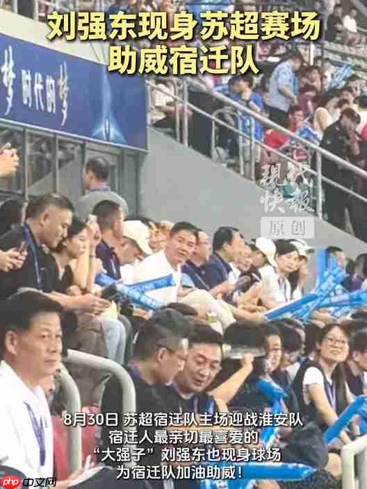 京东刘强东现身苏超观众席,为宿迁队主场迎战淮安队加油助威