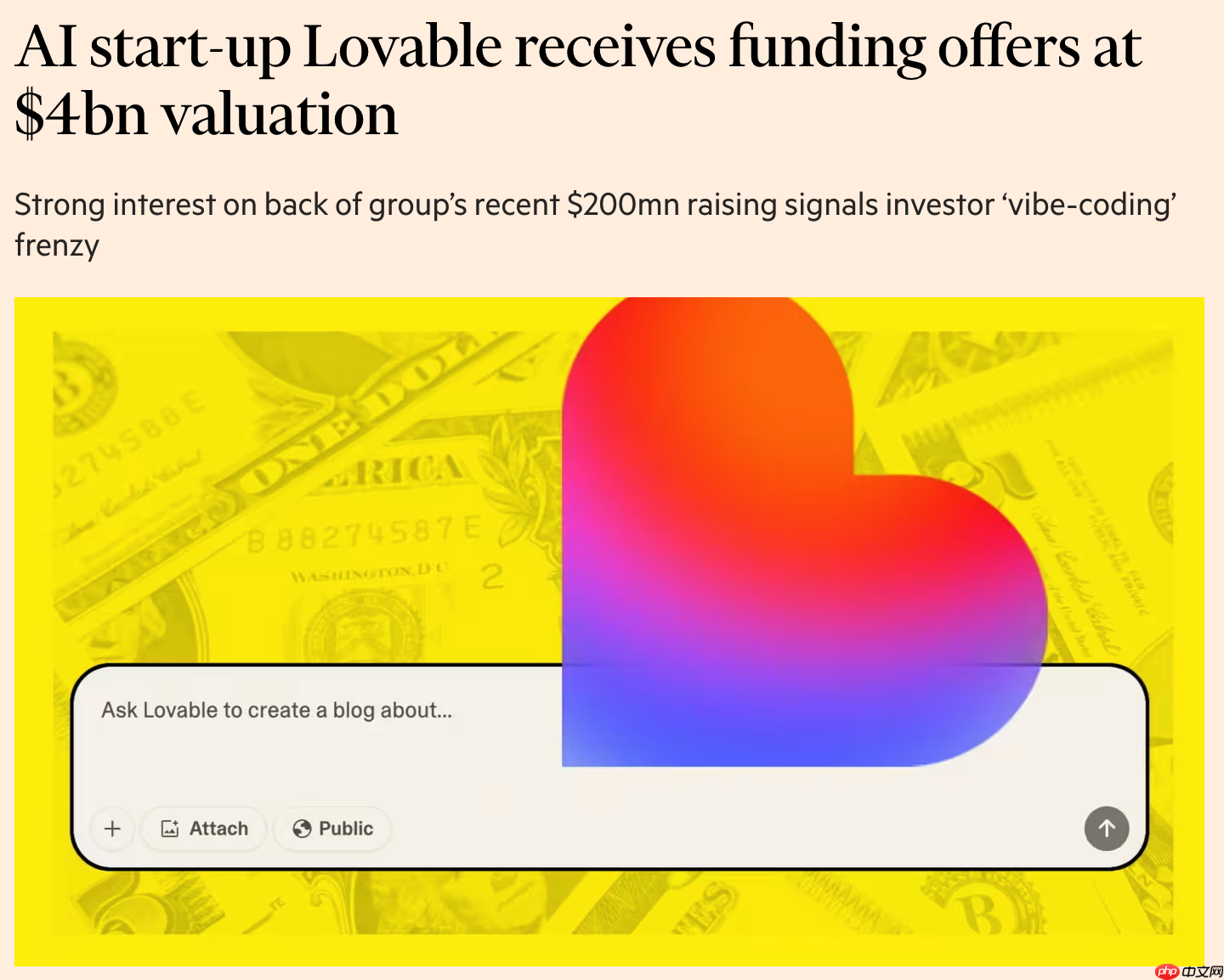 AI 编程初创公司 Lovable Fields 推进融资，估值达 40 亿美元