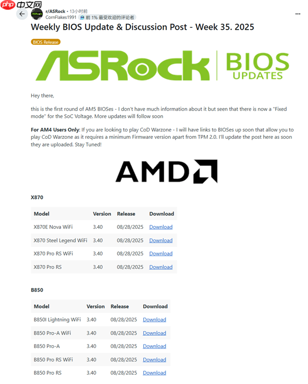 华擎发布AMD 800系列主板3.40新固件!增强CPU运行稳定性 解决AM5插槽烧毁危机