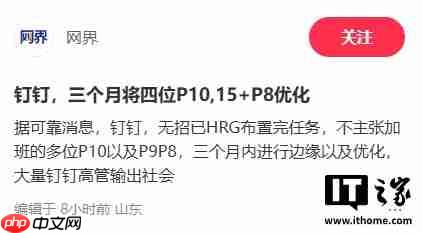 钉钉回应优化多位不主张加班高管：消息不实