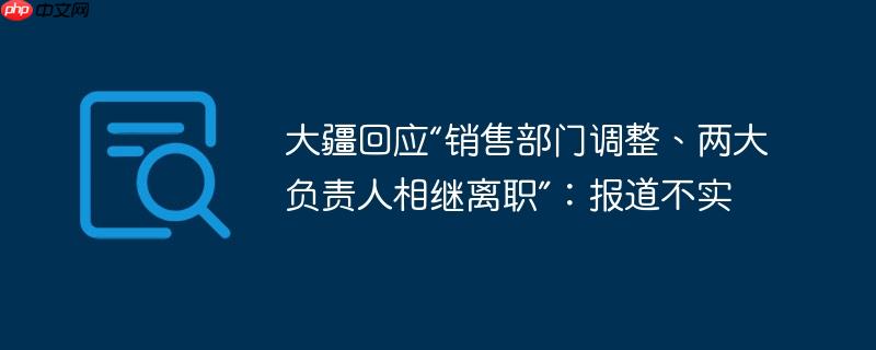 大疆回应“销售部门调整、两大负责人相继离职”：报道不实