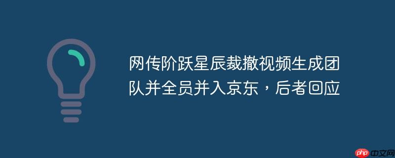 网传阶跃星辰裁撤视频生成团队并全员并入京东,后者回应