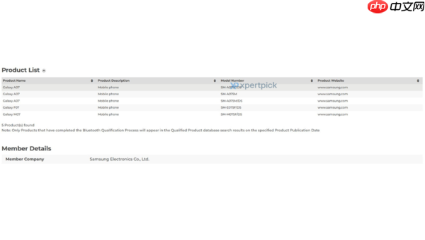 三星多款新机通过蓝牙认证 A17 5G产品页面正式上线