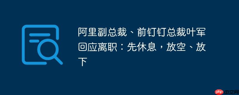 阿里副总裁、前钉钉总裁叶军回应离职：先休息，放空、放下