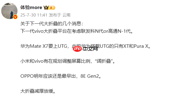 华米OV新款大折叠集体曝光：小米、vivo规划“阔折叠”