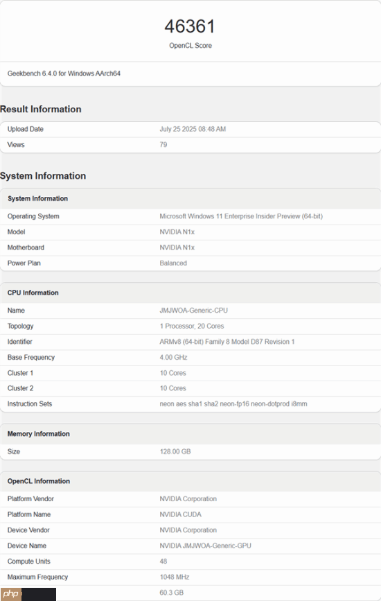 NVIDIA N1X处理器GPU曝光:核心数与RTX 5070相同