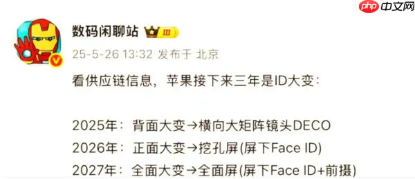 iPhone真全面屏时代2027年将到来 前期先缩小灵动岛