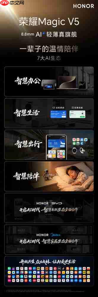 荣耀Magic V5搭载行业最强AI智能体 一句话可生成PPT