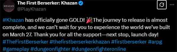 《第一狂战士：卡赞》游戏开发完成 3月27日正式发售