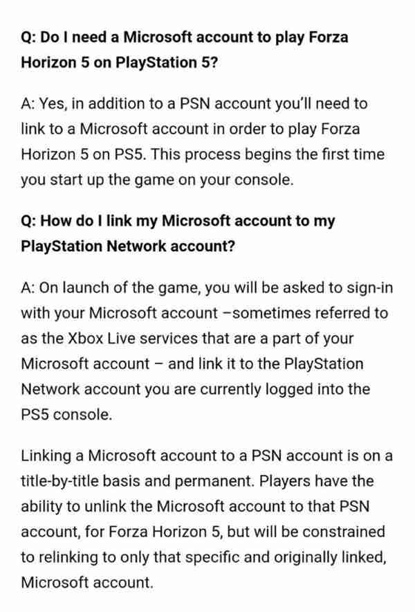 《极限竞速:地平线5》4月29日上线PS5 需绑定微软账号