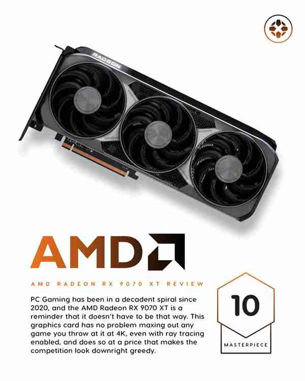 RX 9070XT显卡IGN 10分好评:价格便宜且性能出色