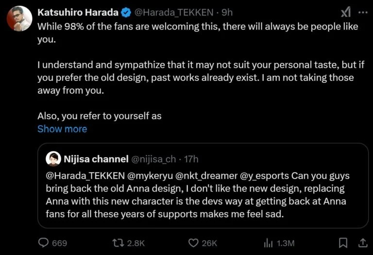 铁拳8安娜·威廉姆斯新造型引发争议,制作人原田胜弘回应粉丝不满