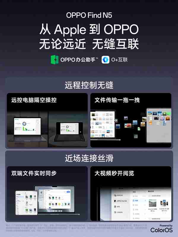 OPPO Find N5能远程控制苹果Mac电脑:折叠屏秒变生产力工具