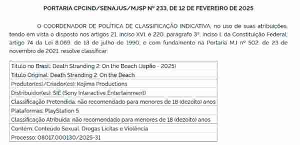 《死亡搁浅2》再度过审巴西评级 发售日期公布在即