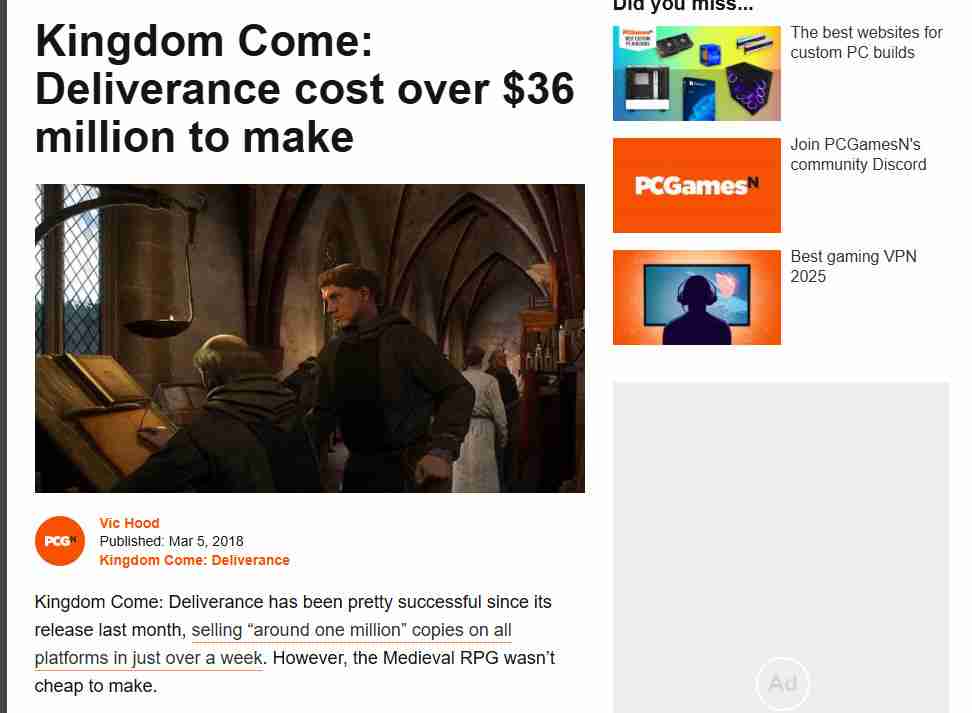 天国:拯救2首日销量破百万,开发成本与成功背后的故事