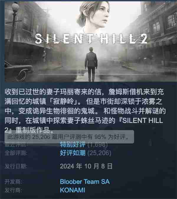 《寂静岭2:重制版》已在Steam国区解禁 标准版392元