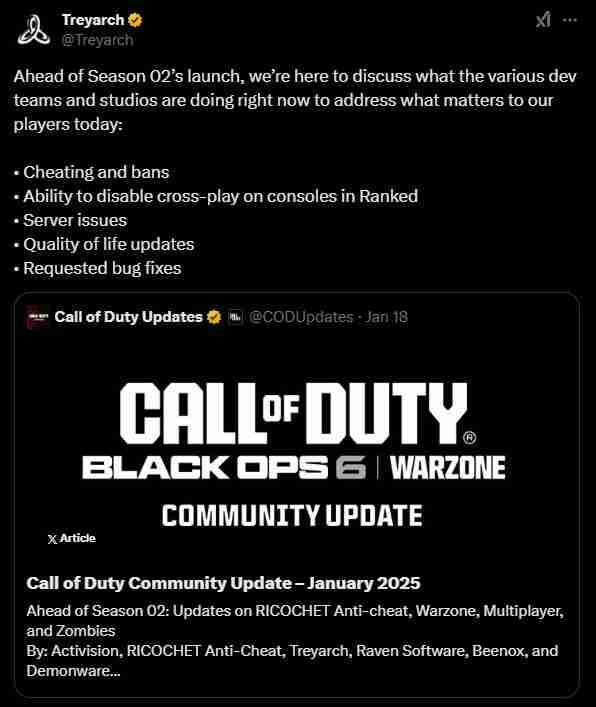 Treyarch 强化反作弊措施,致力于打造更公平的使命召唤21:黑色行动6游戏环境