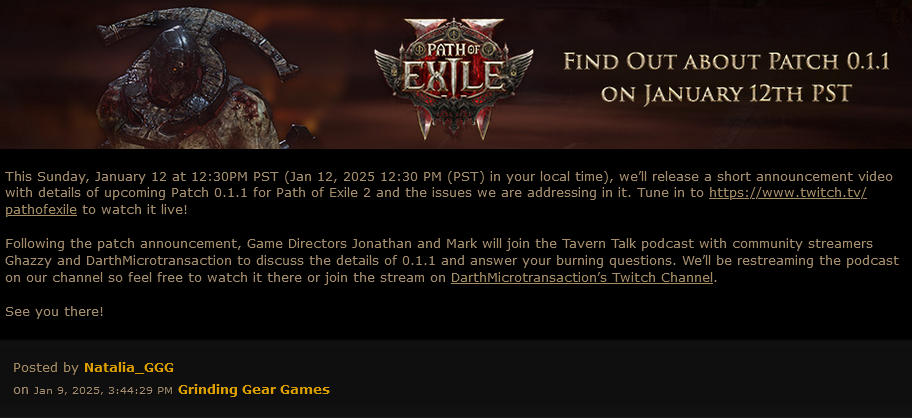 流放之路2即将发布关键性0.1.1版本补丁,GGG承诺解决玩家关切问题