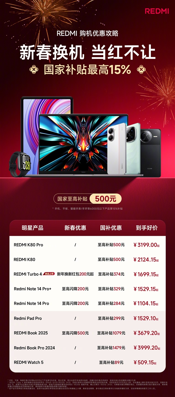 2025手机数码国补正式开启!REDMI全系参与:Turbo 4仅1699元起