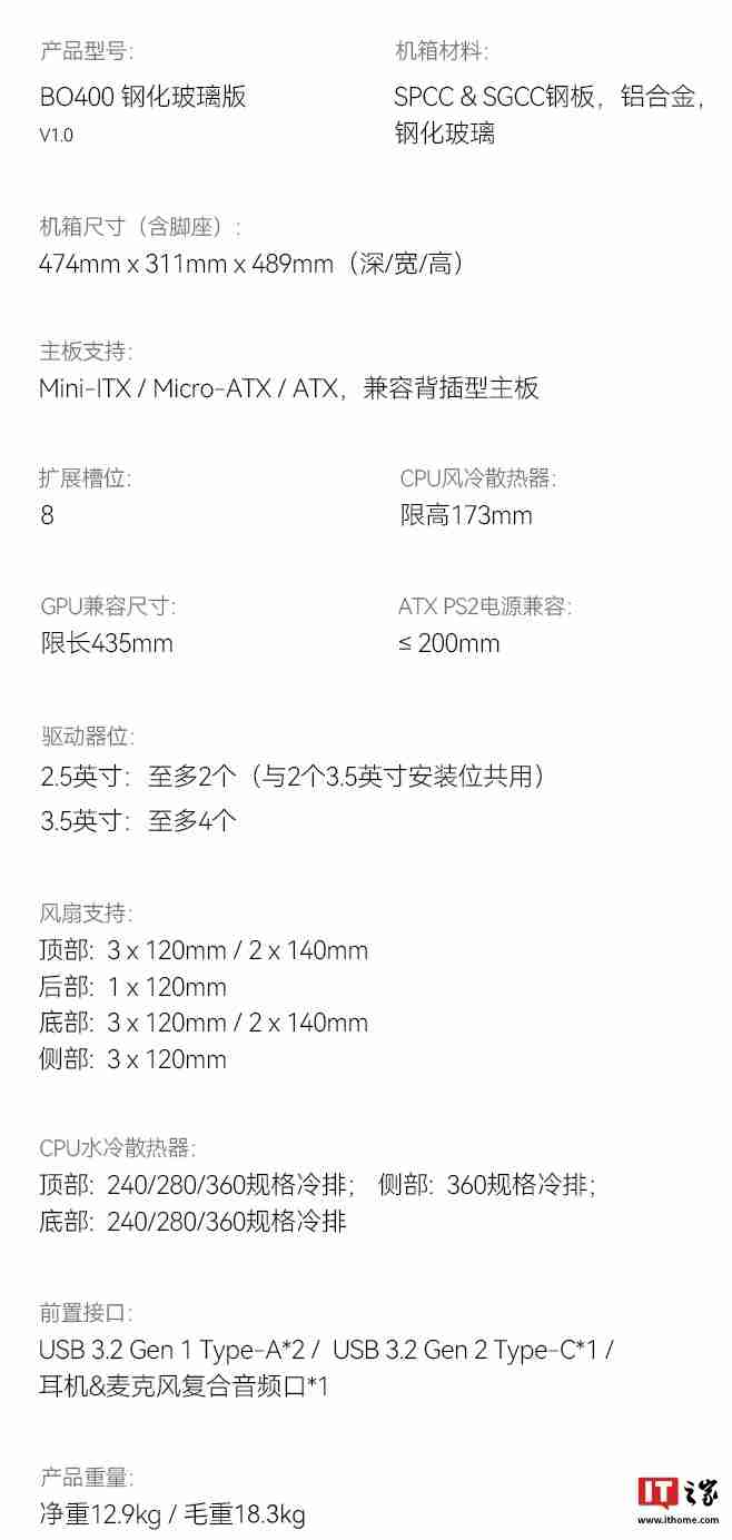 乔思伯旗下乔家一物 BO400 机箱首销：铝合金框架，可互换面板设计，1499 元
