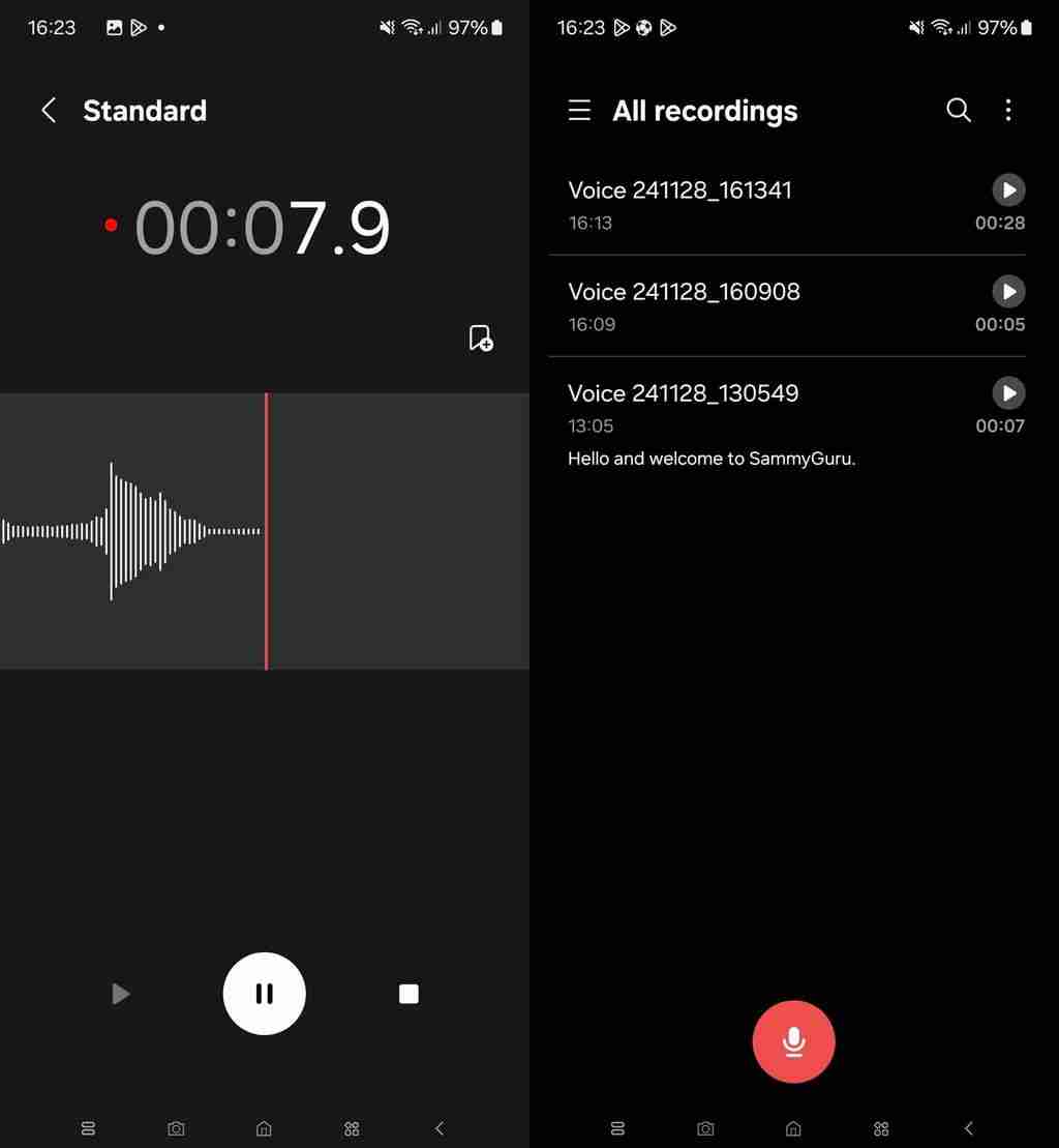 三星 One UI 7.0 版录音机应用泄露：升级界面，新增“移动至安全文件夹”功能