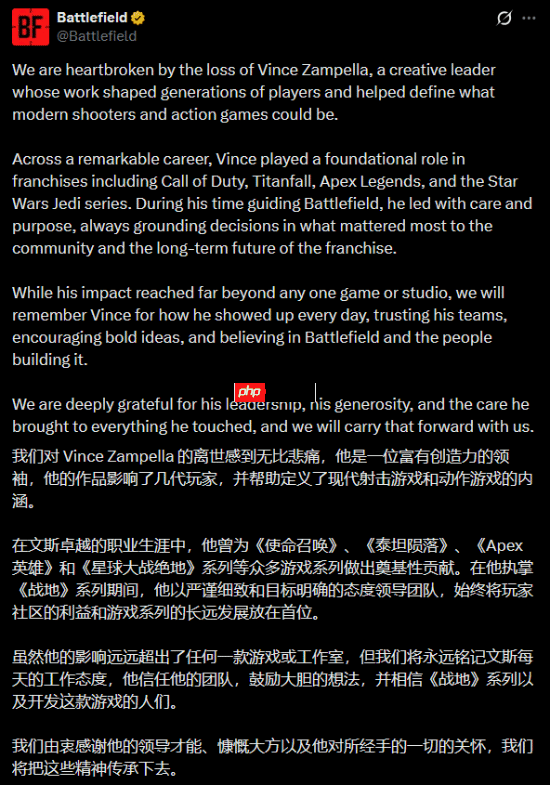 《使命召唤》系列联合创始人Vince Zampella因车祸去世 曾执掌多部大热经典FPS