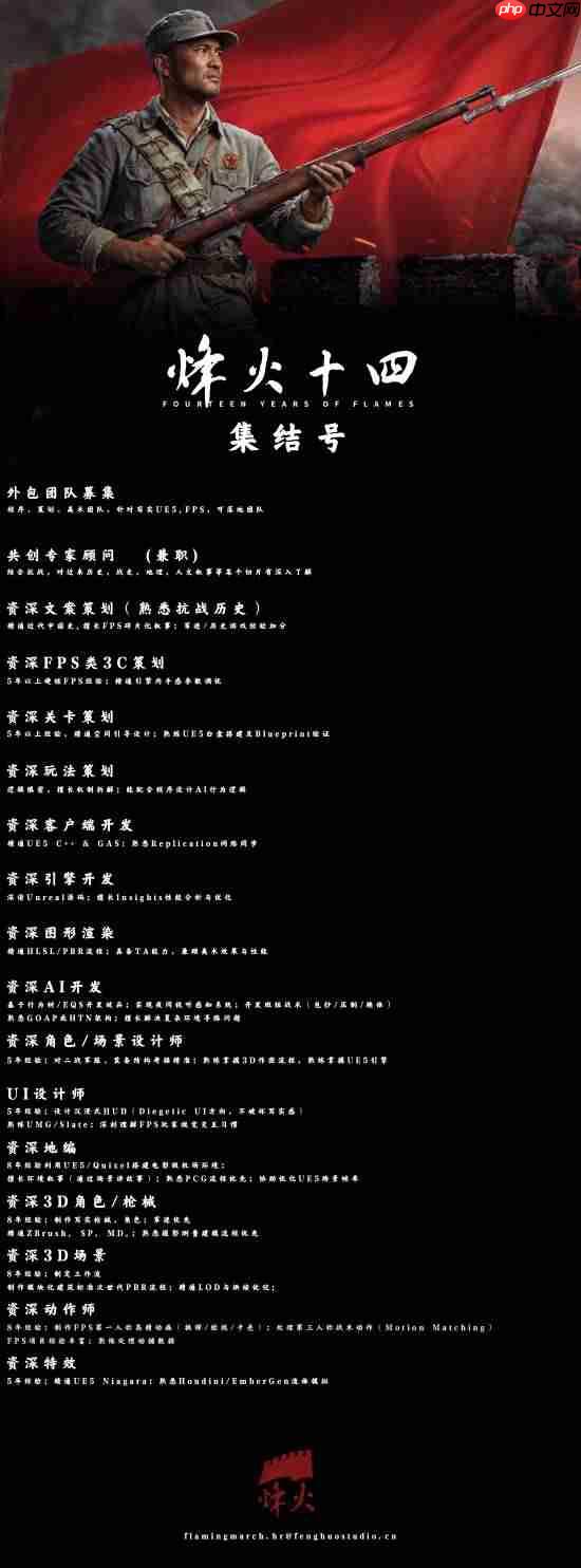 国产抗日FPS新游《烽火十四》招贤纳士！高清宣传图公布